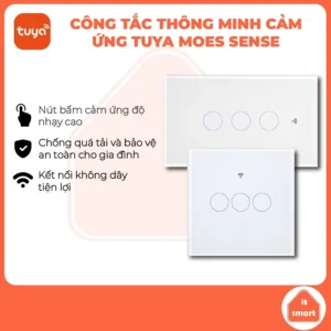 Công tắc thông minh cảm ứng Tuya Moes Sense wifi matter/zigbee 1-4 nút, ra lệnh bằng giọng nói