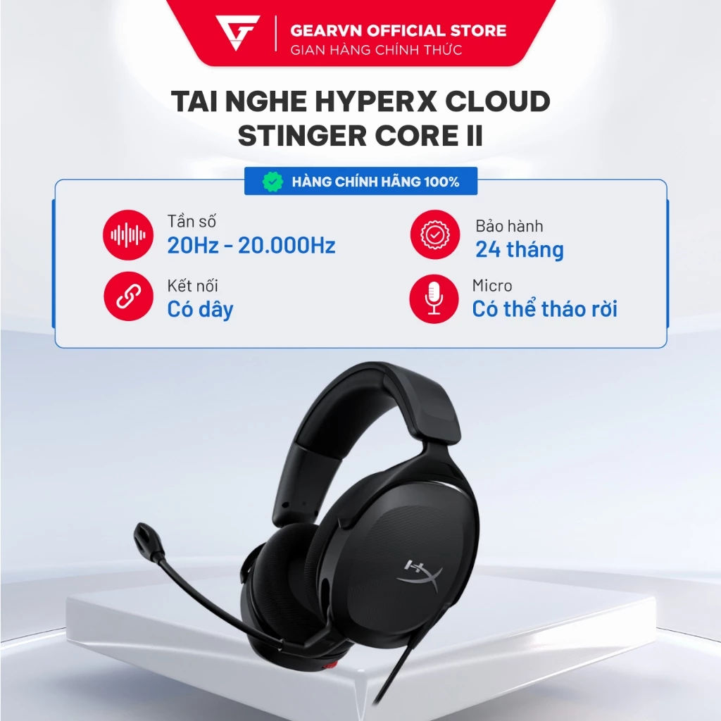 Tai nghe Gaming chụp tai HyperX Cloud Stinger Core II - Có dây - Bảo hành 24 tháng chính hãng