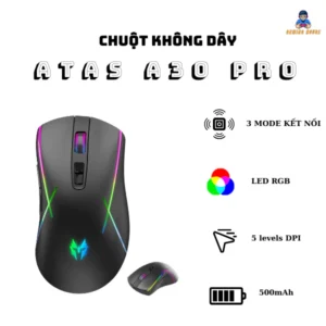 Chuột gaming không dây A30 - 3 chế độ kết nối - Led RGB - Thiết kế công thái học - Dung lượng pin khủng 500mAh