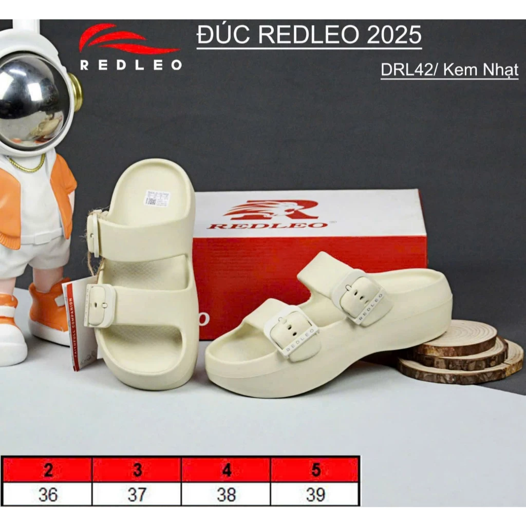 (CHÍNH HÃNG) Dép REDLEO 2 quai ngang đúc cao su EVA, dép nữ cao 6cm êm mềm nhẹ, chống nước chống trơn mã DRL-42
