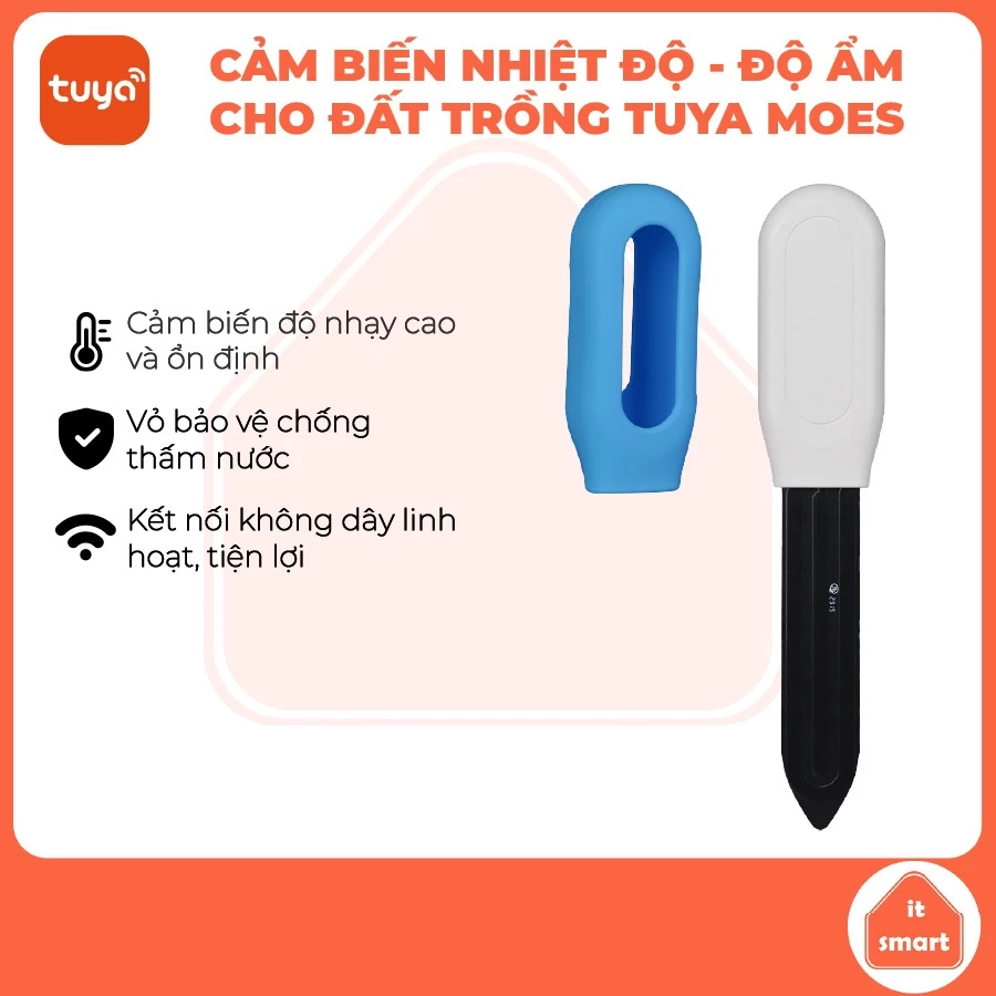 Cảm biến nhiệt độ - độ ẩm cho đất trồng Tuya Moes kết hợp tưới tự động, nhà thông minh