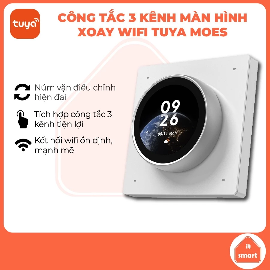 Công Tắc Màn Hình Núm Xoay Moes Tuya Wifi - Công Tắc Cảm Ứng Thông Minh kiêm ngữ cảnh