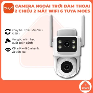 Camera an ninh ngoài trời 2 mắt wifi Tuya Moes theo dõi chuyển động, cảnh báo đột nhập