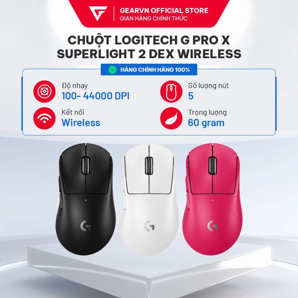 Chuột LOGITECH G Pro X Superlight 2 Dex Lightspeed Switch LightForce 60g 8KHz BH 24 tháng