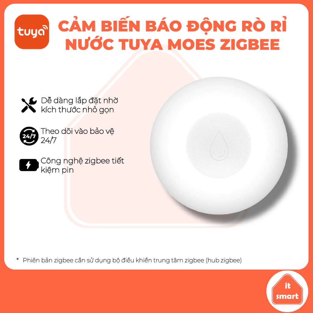 Cảm biến rò rỉ nước zigbee Tuya Moes, bảo vệ an toàn cho gia đình bạn, tương thích Apple Homekit