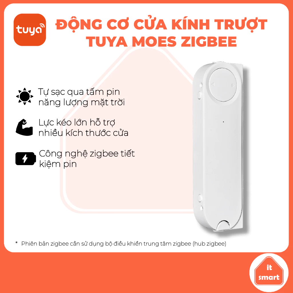 Động cơ cửa kính trượt zigbee Tuya Moes, lực kéo khỏe, pin tích hợp, cảnh báo đột nhập
