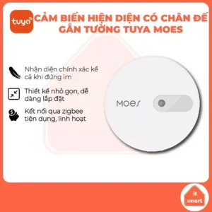 Cảm biến hiện diện Tuya Moes gắn tường, nhận diện kể cả khi ngồi im, tương đương Aqara FP1e