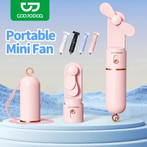 Quạt mini cầm tay GOOJODOQ, 3 tốc độ, cánh quạt bền bỉ sạc Type-c