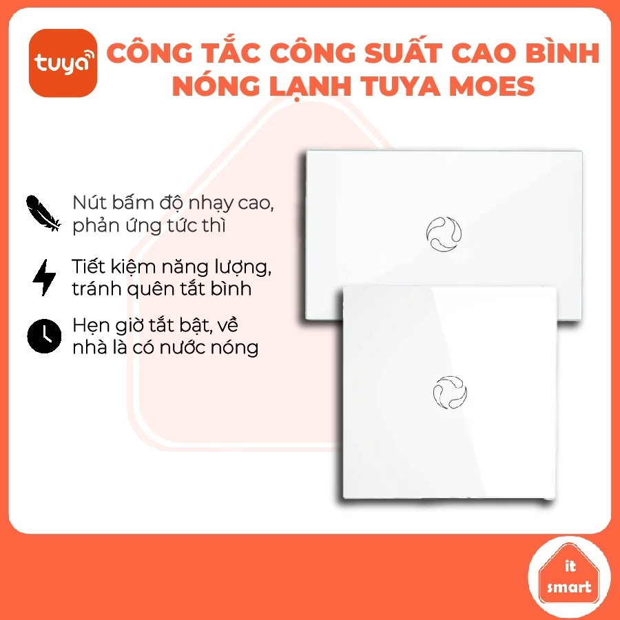 Công tắc bình nóng lạnh Tuya Moes wifi zigbee, công tắc công suất cao Tuya Moes nước nóng