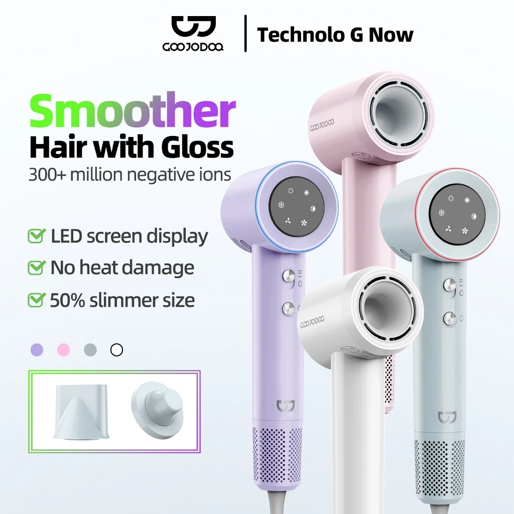 Máy sấy tóc tốc độ GOOJODOQ 300 triệu ion âm 110.000 vòng/phút lọc từ điều chỉnh nhiệt độ 4 tốc độ