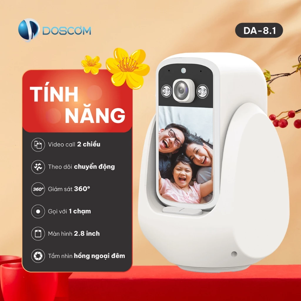 Camera DA8.1 DOSCOM 2K: Gọi Video 2 Chiều Màn Hình 2.8 Inch - Image 3