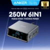 Trạm sạc nhanh Anker GaNPrime 250W - 6 cổng 4C2A - Màn hình LCD - Nút vặn tuỳ chỉnh - Hỗ trợ app - A2345