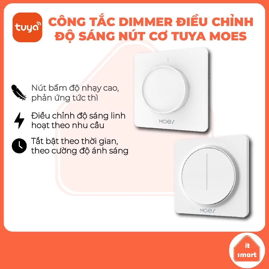 Công Tắc Chiết Áp Đèn Thông Minh MOES Tuya Wifi/Zigbee - Điều Chỉnh Độ Sáng 0%-100%