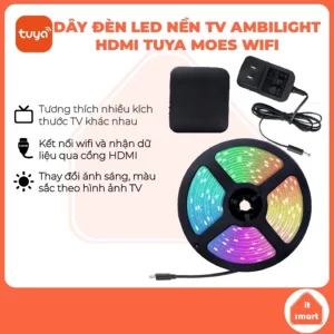 Dây đèn LED Ambilight Tuya Moes thay đổi màu sắc theo hình ảnh TV, âm nhạc, wifi qua điện thoại