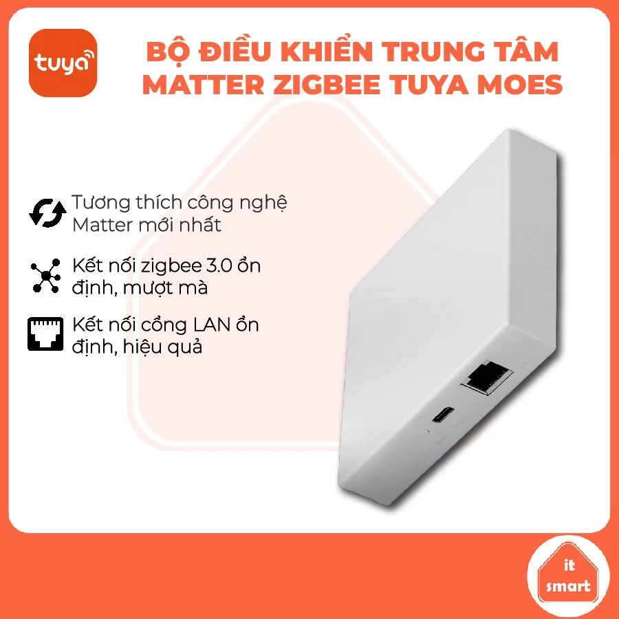 Bộ Trung Tâm Tuya Moes Matter Wired Gateway Cổng LAN - Hub Tuya Zigbee Thread Cho HomeKit