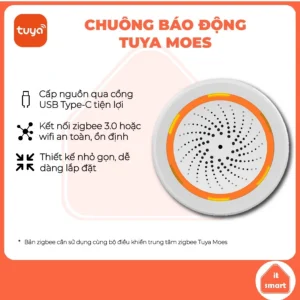 Chuông báo động Tuya Moes zigbee hoặc wifi bảo vệ gia đình linh hoạt, hiện đại, loa báo động Tuya