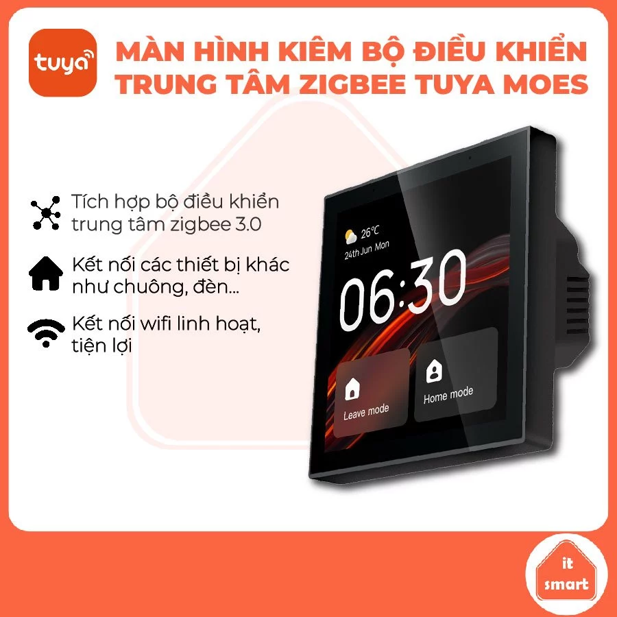 Màn hình kiêm bộ điều khiển trung tâm zigbee Tuya Moes, tích hợp trợ lý Alexa, điều khiển thiết bị