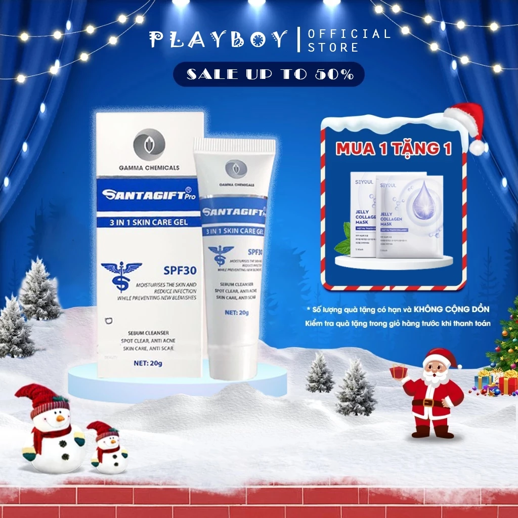 Kem Mụn SANTAGIFT Gel Giảm Mụn ẩn Trứng Cá chấm mụn Ngừa Thâm Mờ Sẹo Dưỡng Da Trắng sáng chống nắng