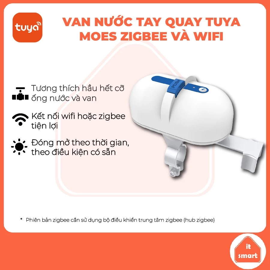 Van nước thông minh Tuya Moes Wifi/Zigbee, van nước hẹn giờ, van nước tay quay