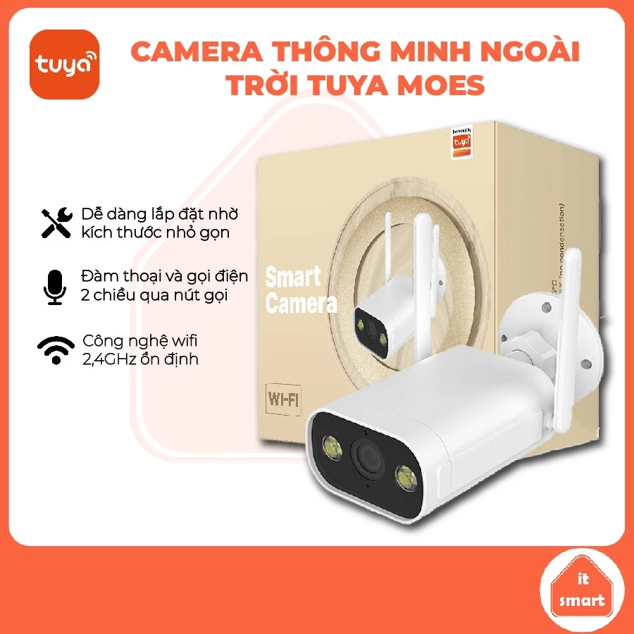 Camera thông minh ngoài trời Tuya Moes wifi, nhận diện chuyển động, cảnh báo đột nhập