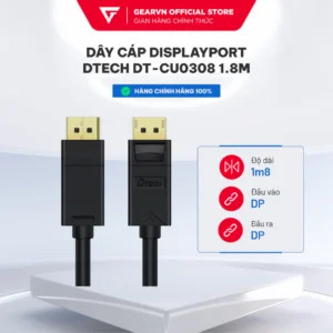 Dây Cáp Displayport to Display Port Dtech DT-CU0308 dài 1.8m, băng thông 18Gbps,hỗ trợ độ phân giải 3840x2160@60Hz