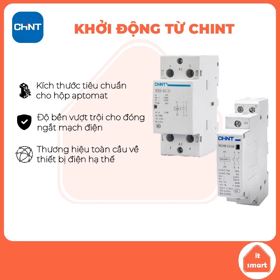 Khởi động từ Chint, công tắc tơ contactor Chint đóng ngắt mạch điện an toàn, ứng dụng nhà thông minh