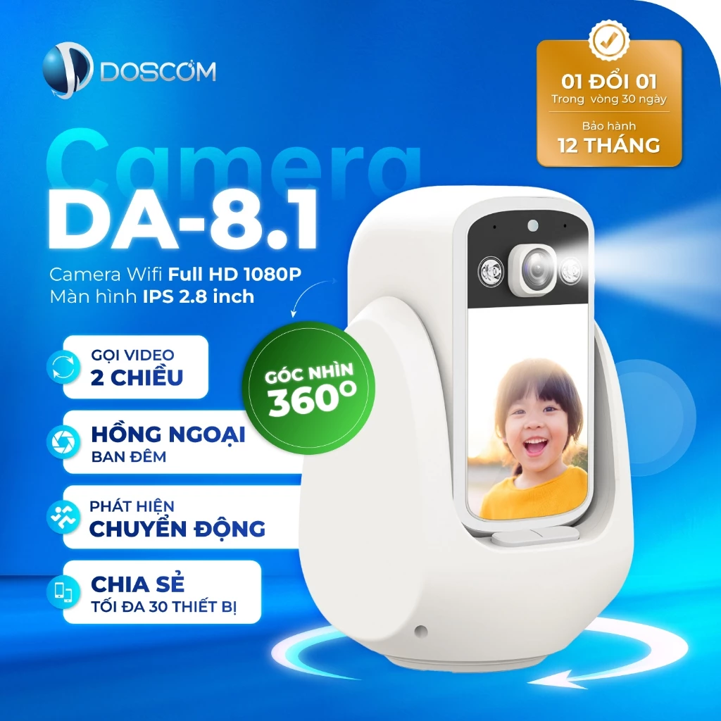 Camera Doscom DA8.1: Gọi Video 2 Chiều, Màn Hình IPS 2.8" Siêu Nét