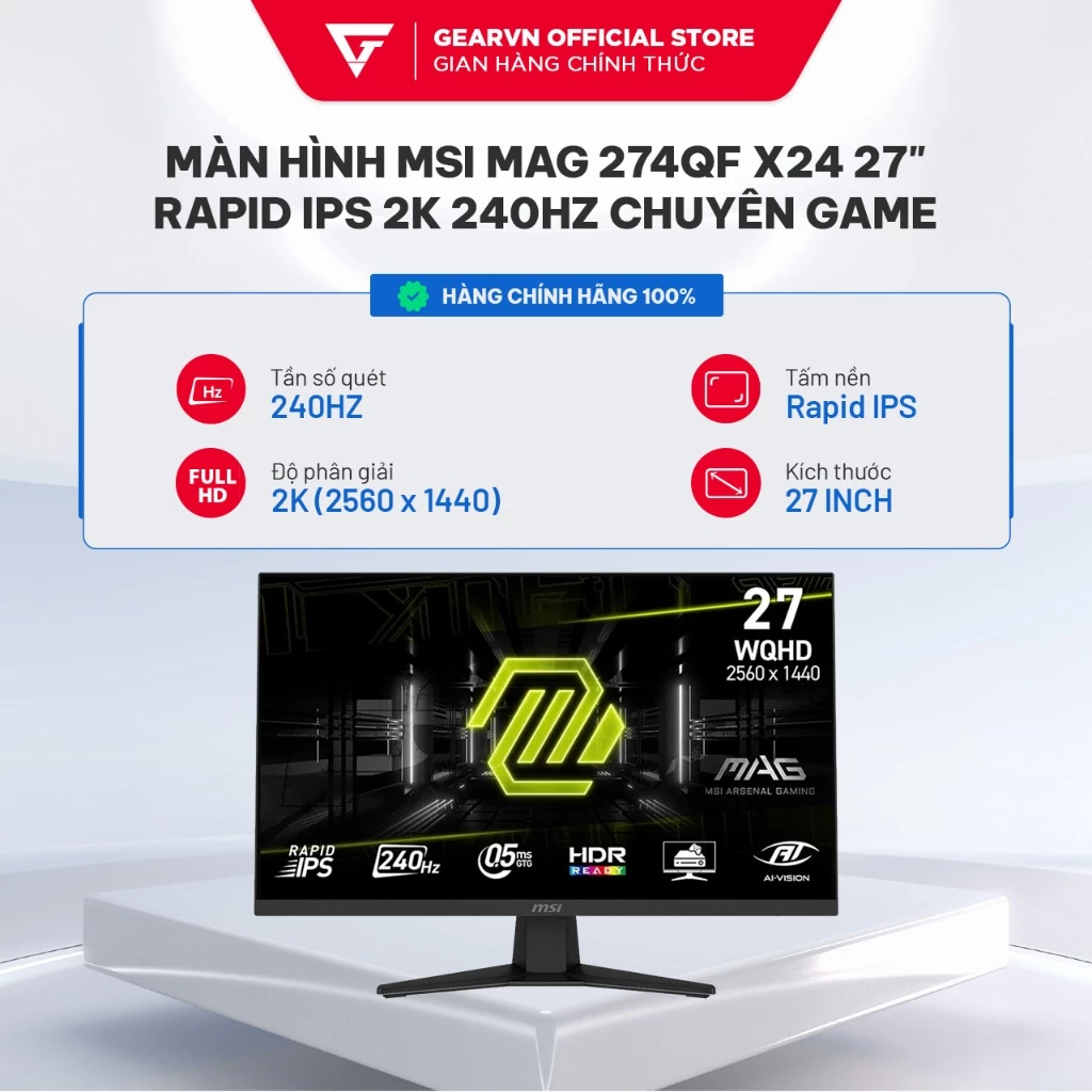 Màn hình MSI MAG 274QF X24 27 inch Rapid IPS 2K 240Hz 0.5ms GTG chuyên game BH 36 tháng