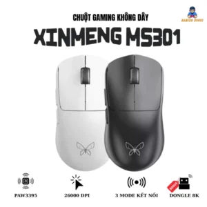 Chuột Gaming Bluetooth Không Dây Chip PAW3395 Xinmeng MS301 Siêu nhẹ DPI 26000 Có App marco