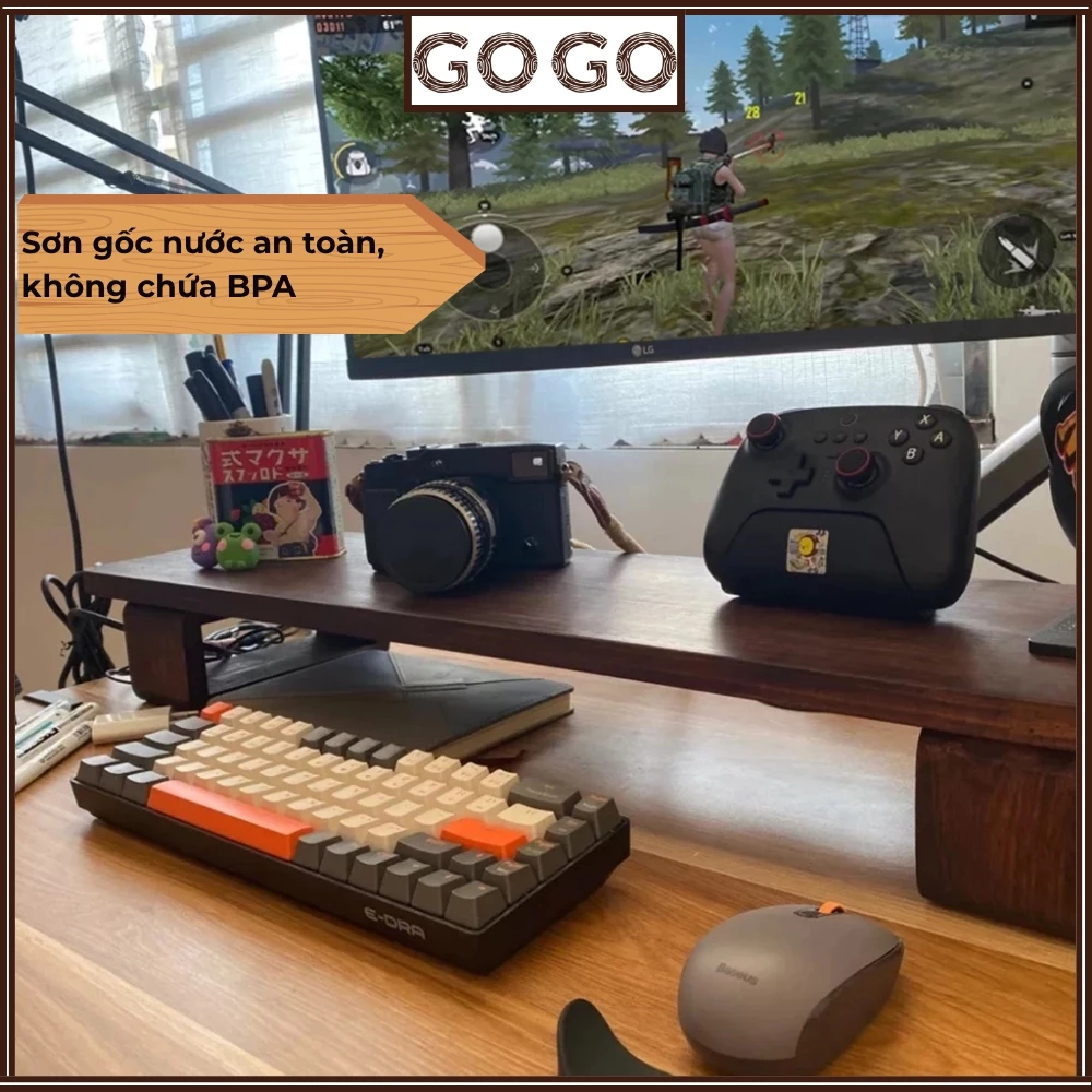 Kệ Gỗ Kê Màn Hình GoGo Gỗ Tự Nhiên Nguyên Khối Cao Cấp - Image 3