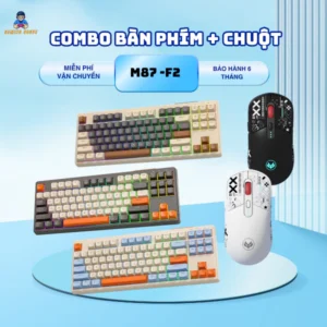 Hoả tốc Combo bàn phím không dây Bluetooth M87 và chuột F20 - Led Rainbow - Pin Sạc - Phím PBT