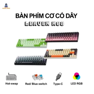 Bàn phím cơ cắm dây Leaven K68 - 1mode - Led RGB - Có hot-swap - Keycap Xuyên LED - Có APP tùy chỉnh
