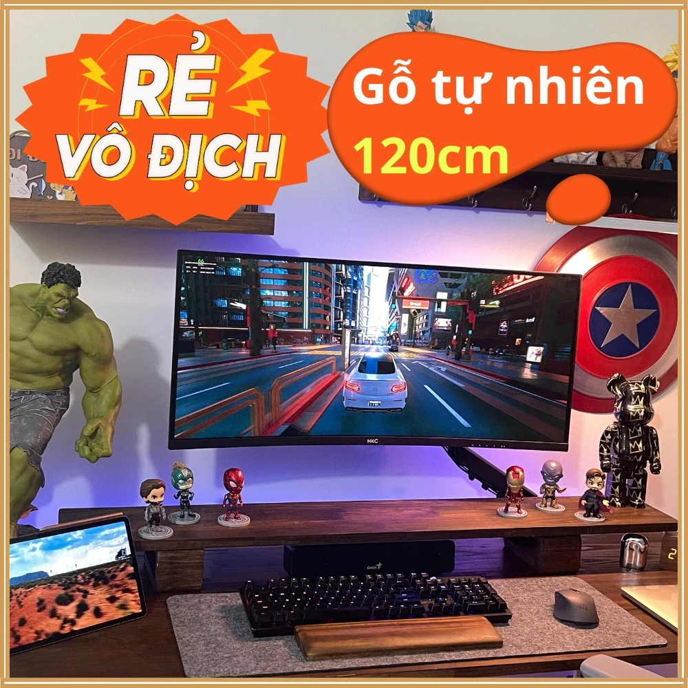 Kệ Gỗ Kê Màn Hình GoGo Gỗ Tự Nhiên Nguyên Khối Cao Cấp