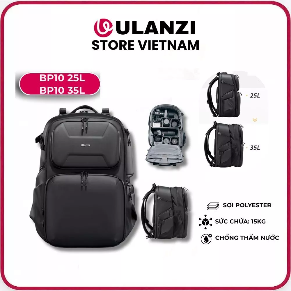 ULANZI BP09/ BP10 - Balo Máy Ảnh 22L/35L, Trang Bị Khoá Chống Trộm, Chống Nước Cao