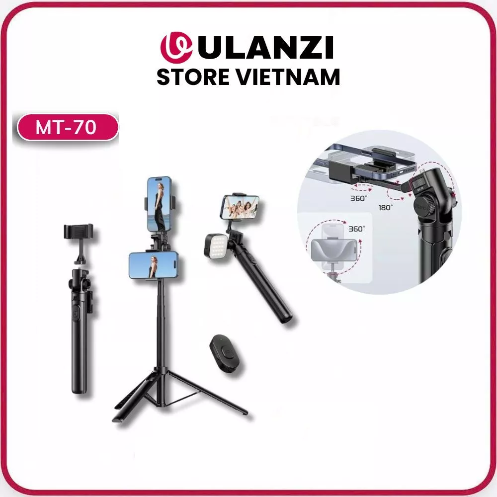 ULANZI MT-70 - Tripod Kiêm Gậy Chụp Ảnh Selfie 3 Chân
