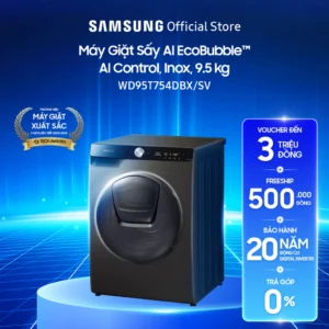 Máy giặt sấy thông minh Samsung AI EcoBubble™ 9,5kg (WD95T754DBX)