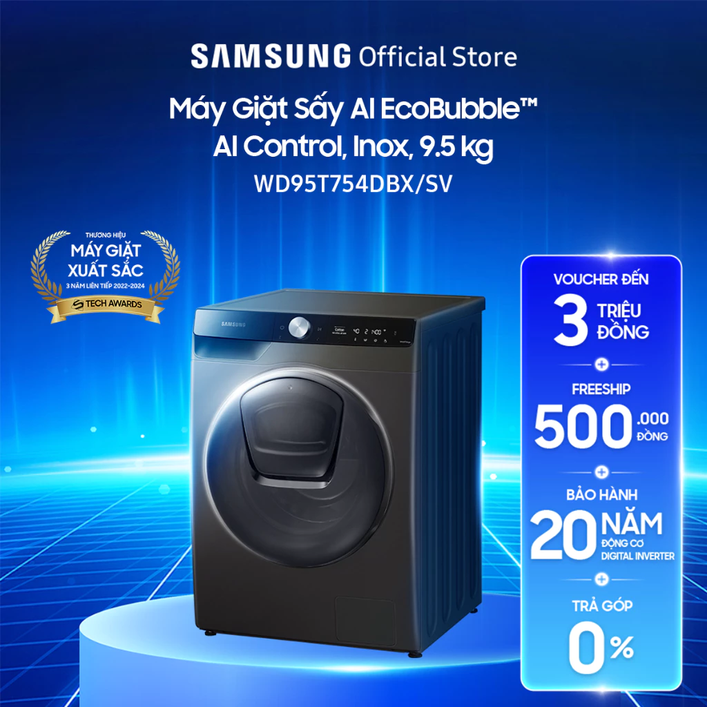 Máy giặt sấy thông minh Samsung AI EcoBubble™ 9,5kg (WD95T754DBX)