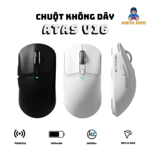 Chuột gaming không dây ATAS V16 - 3 mode - Pin 500mAh - Có app - DPI 22 000 - Chip PAW3311