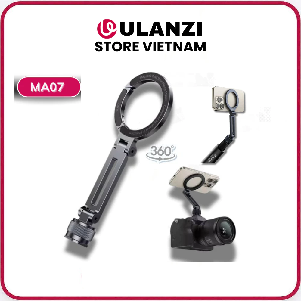 Ulanzi MA07 - Giá Đỡ Điện Thoại Ren 1/4 và Cold Shoe M084, Xoay 360°