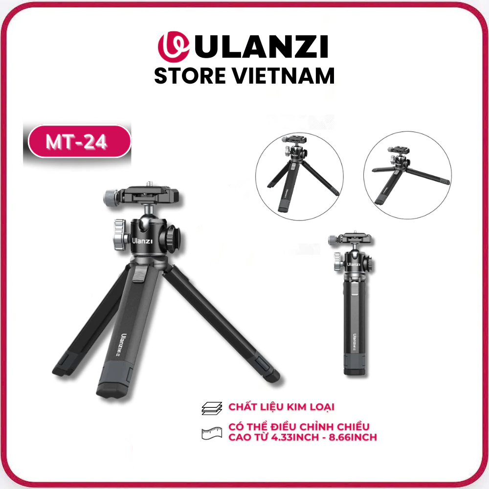 ULANZI MT-24 - Chân Tripod Tích Hợp Ballhead Xoay 360° Cho Máy Ảnh