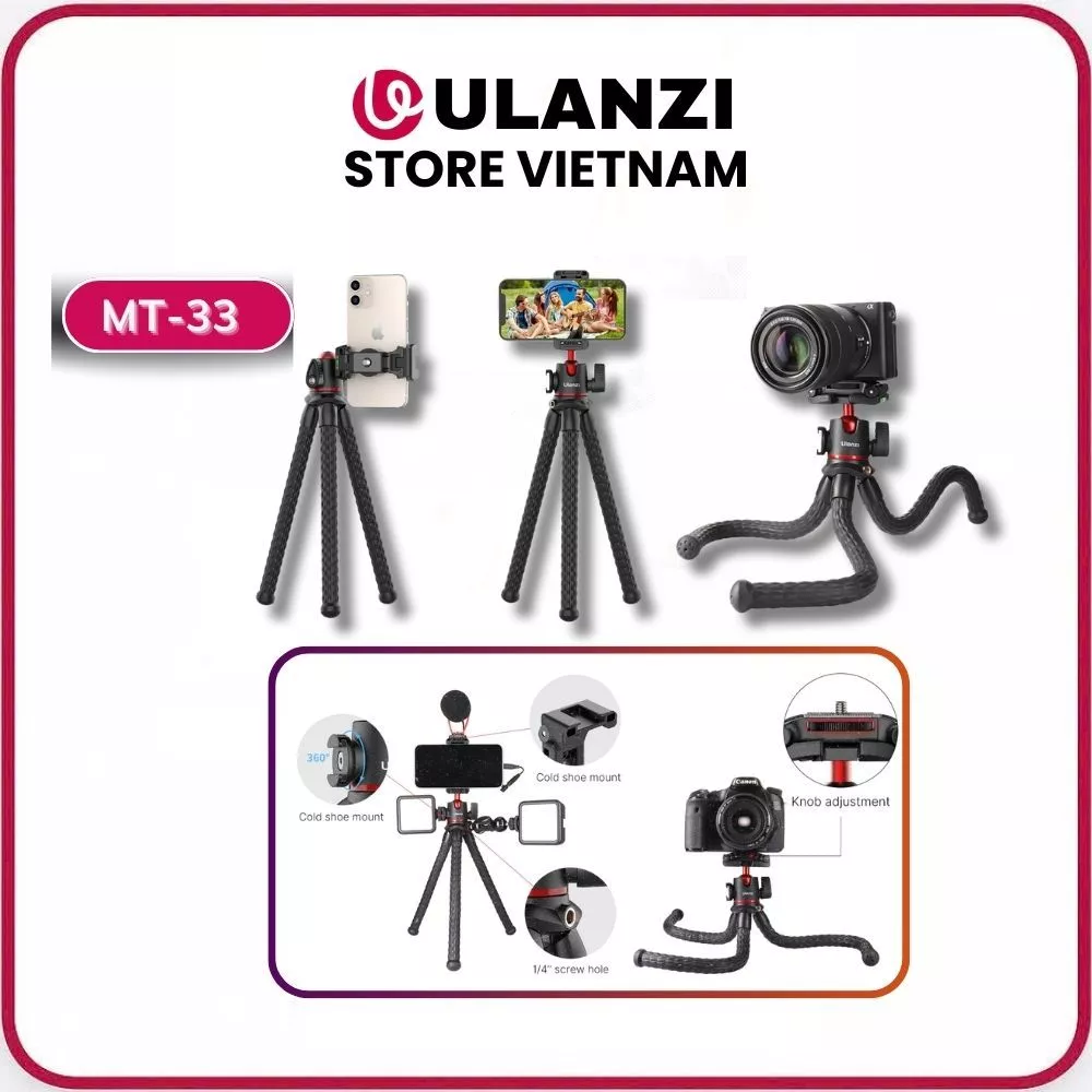 ULANZI MT-33 - Chân Tripod bạch tuộc dành cho Máy ảnh & Điện thoại, Ballhead xoay 360°