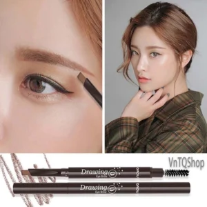 Bút chì lông mày không thấm nước tự nhiên, siêu hình tam giác, có thể được xoay, bao gồm cả bàn chải