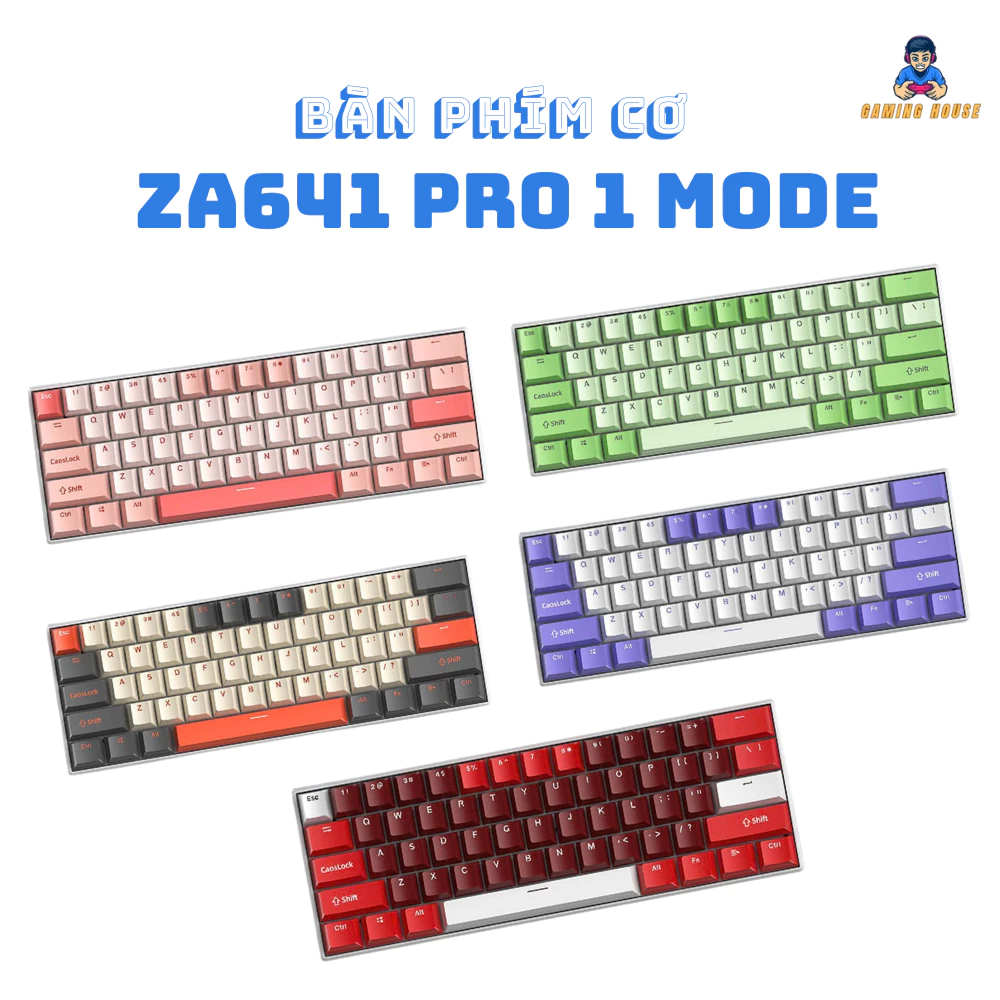 Bàn Phím Cơ Cắm Dây 1 mode ATAS ZA641 Pro - 64 phím - Led RGB - Red switch - Hotswap 5 pin - Có app