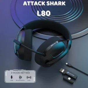 [Hoả Tốc HCM] Tai nghe Gaming Attack Shark L80 Pro - 3 mode kết nối- Âm Bass 3D - Hỗ trợ Micro đàm thoại - Độ trễ 2ms