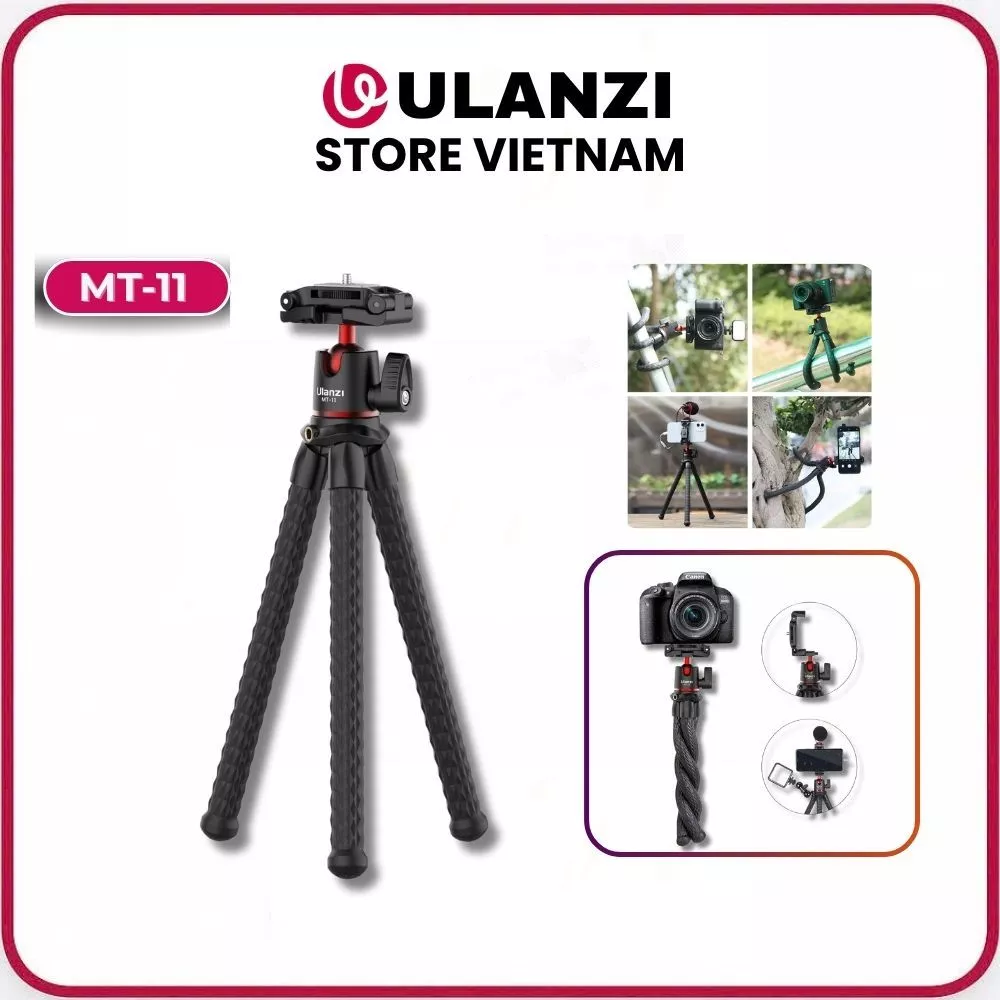 ULANZI MT-11 - Chân Tripod Bạch Tuộc Dành Cho Máy ảnh Và Điện Thoại (Tích Hợp Ngàm Kẹp)