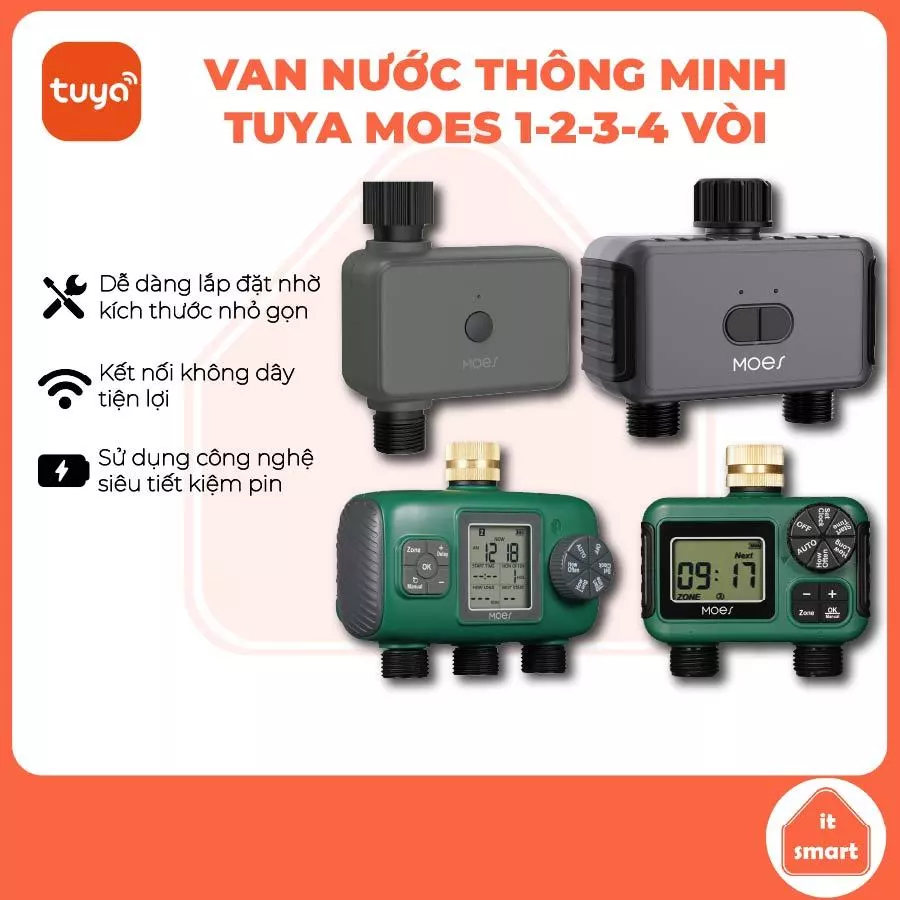 Van nước thông minh Tuya Moes kết nối bluetooth/zigbee/wifi, tưới cây tự động, van tự động