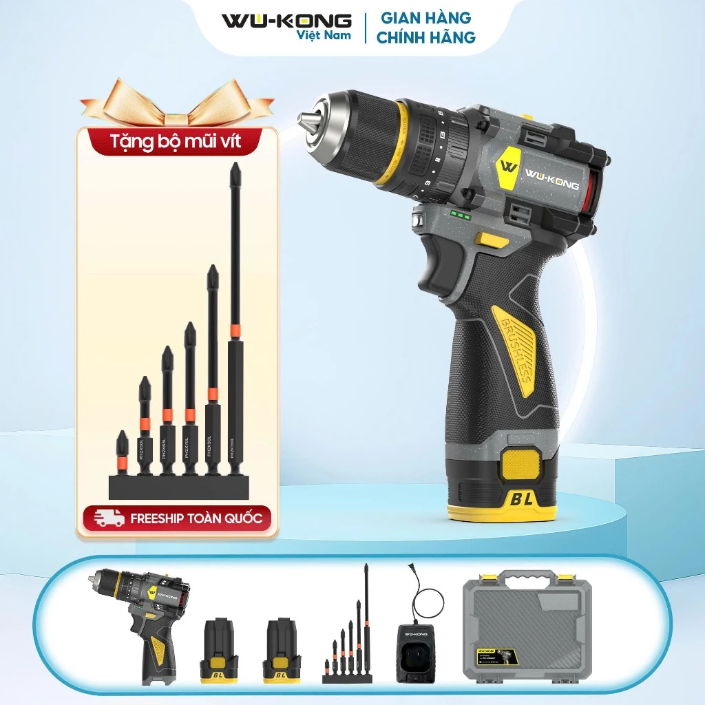 Máy Khoan Pin WuKong 1060 Pro 16.8V Không Chổi Than Có Búa