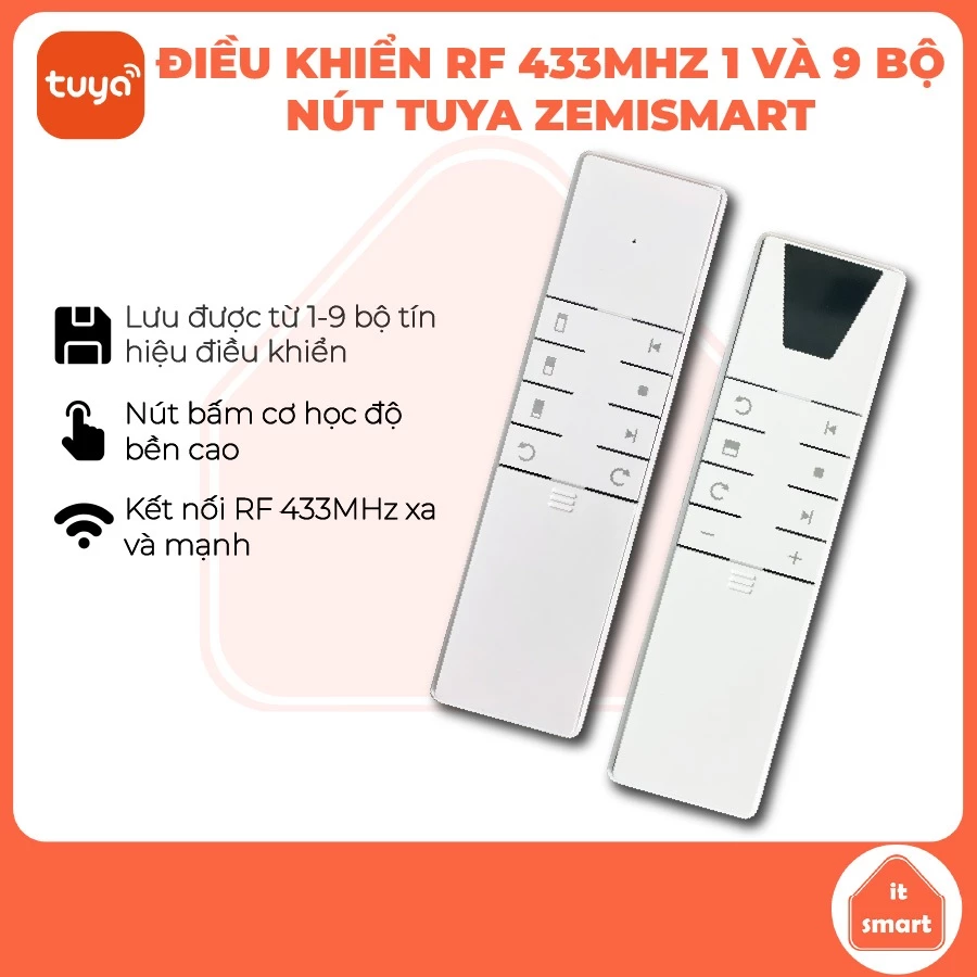Điều khiển rèm RF 1-9 kênh Tuya Zemismart thời lượng pin lâu, thiết kế tối giản
