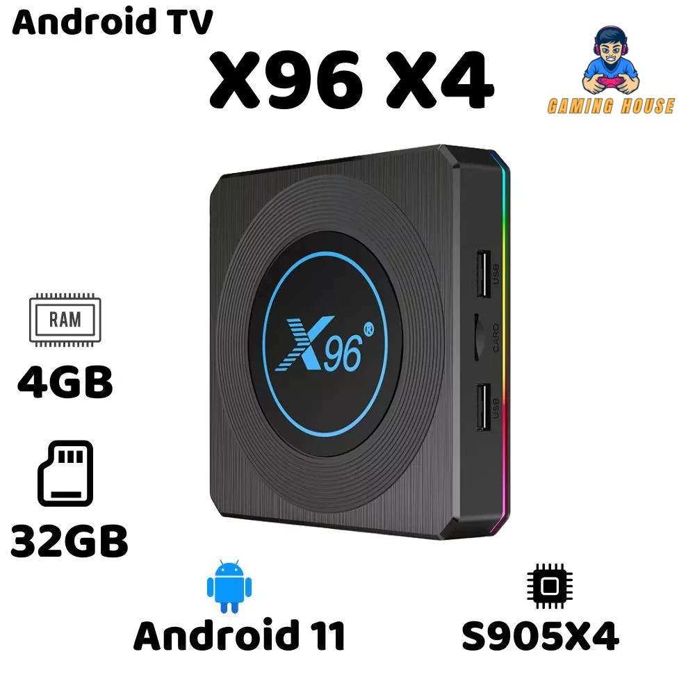 Android tivi box X96 X4 - Chip S905X4 - Ram 4Gb - Bộ nhớ 32GB - hệ điều hành 11 - Wifi 2 băng tần
