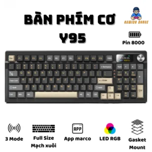 Bàn phím không dây Y95 - 3 mode Full size - Mạch xuôi 5 pin- Màn hình hiển thị - Hỗ trợ driver điều chỉnh - Pin 8000 mah